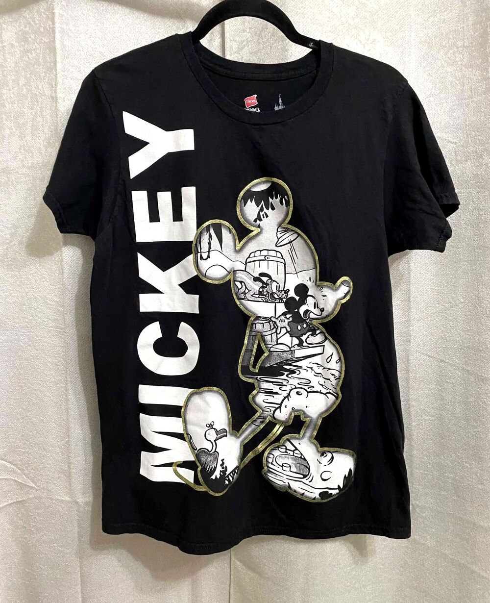Official Disney Parks Hanes Nano-T Mickey Mouse Graphic Tee – Black,  Medium (M)